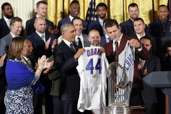  Obama recibe a los Cachorros en la Casa Blanca