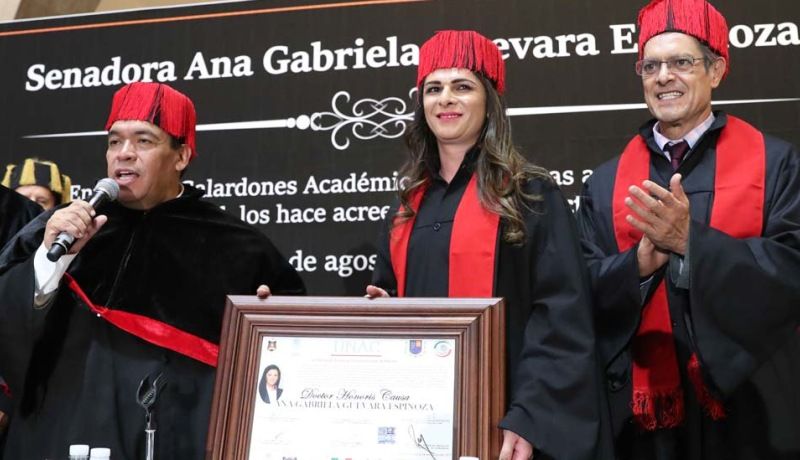  Recibe la senadora Ana Gabriela Guevara Honoris Causa por su contribución deportiva y legislativa