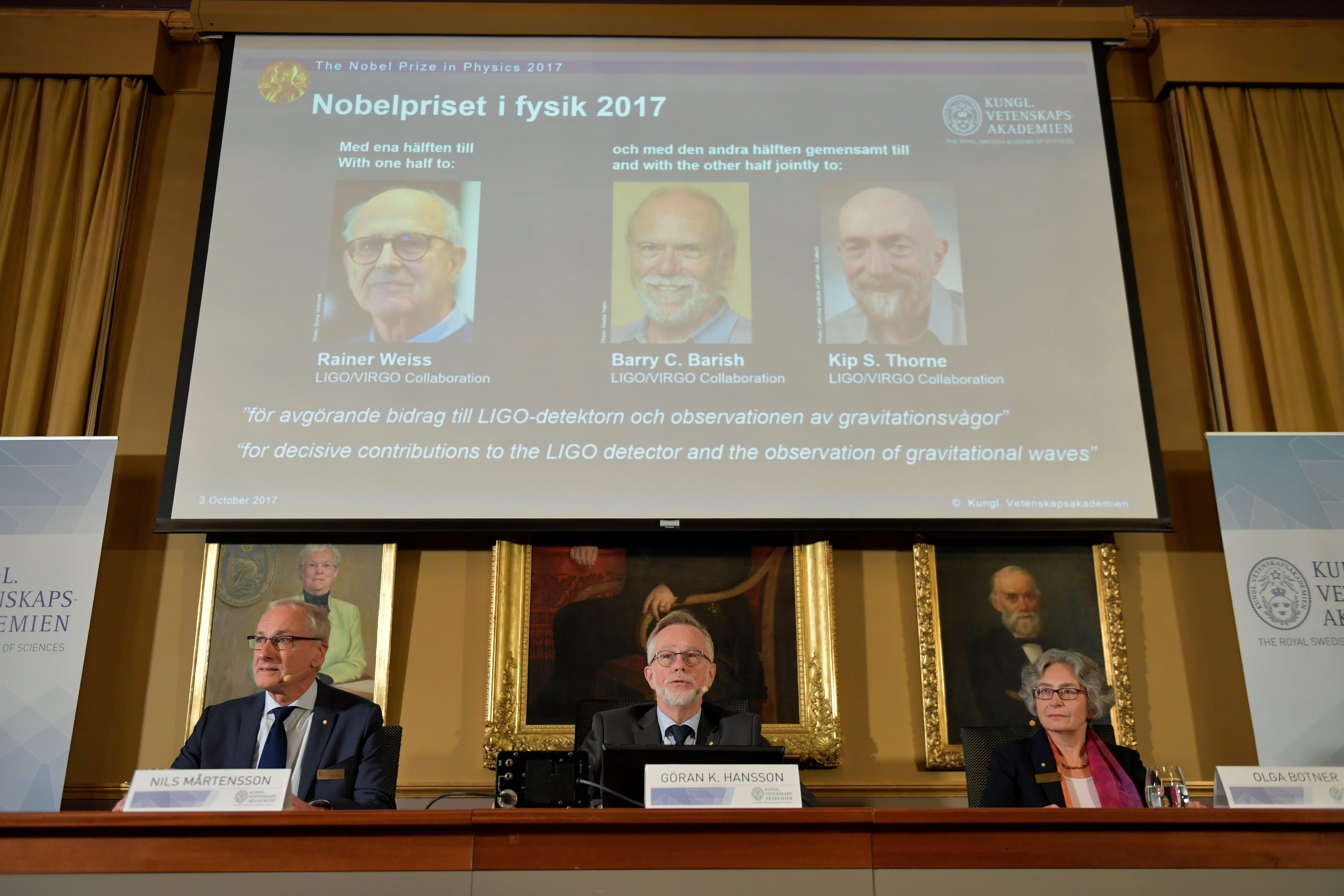  Nobel de Física premia a tres científicos por detectar ondas gravitacionales