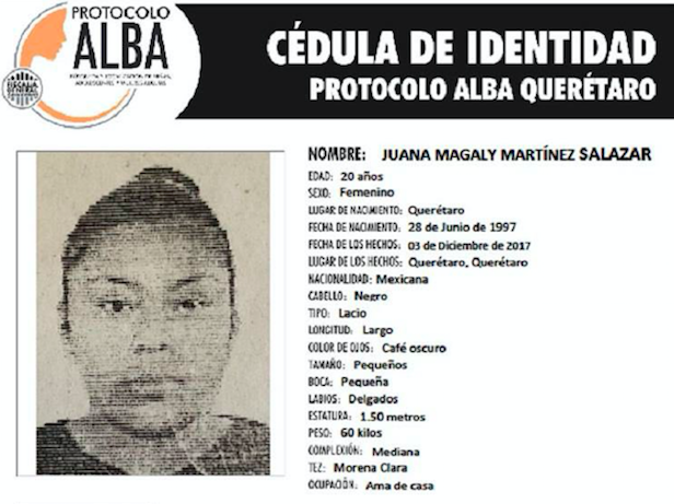  Se activa Protocolo ALBA para la localización de Juana Magaly Martínez Salazar, de Lomas de Casa Blanca