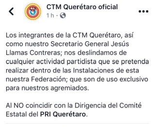  Rompe CTM con la dirigencia del PRI en Querétaro