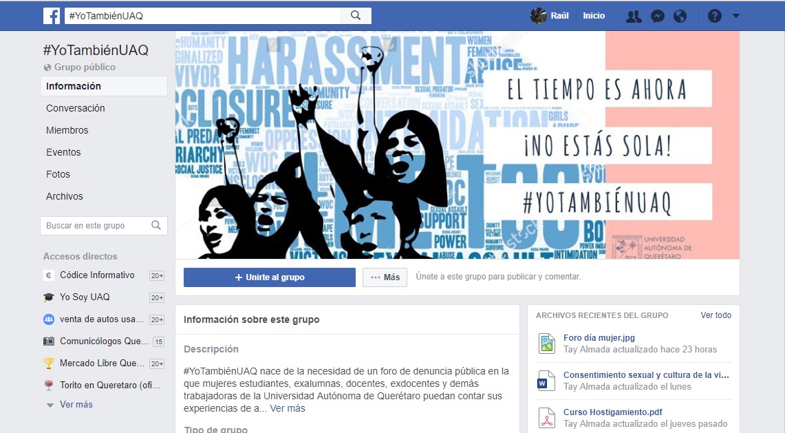  Universitarias se unen a denuncia de acosos sexuales con campaña #YoTambiénUAQ