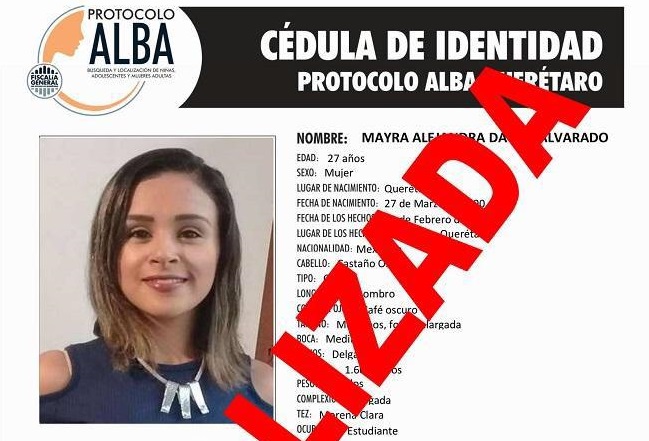  Desactivan Protocolo Alba, Mayra Dávila ya fue localizada