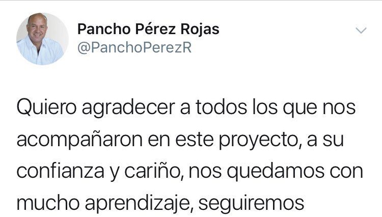  Pancho Pérez reconoce la derrota y le desea “mucho éxito” a Luis Nava