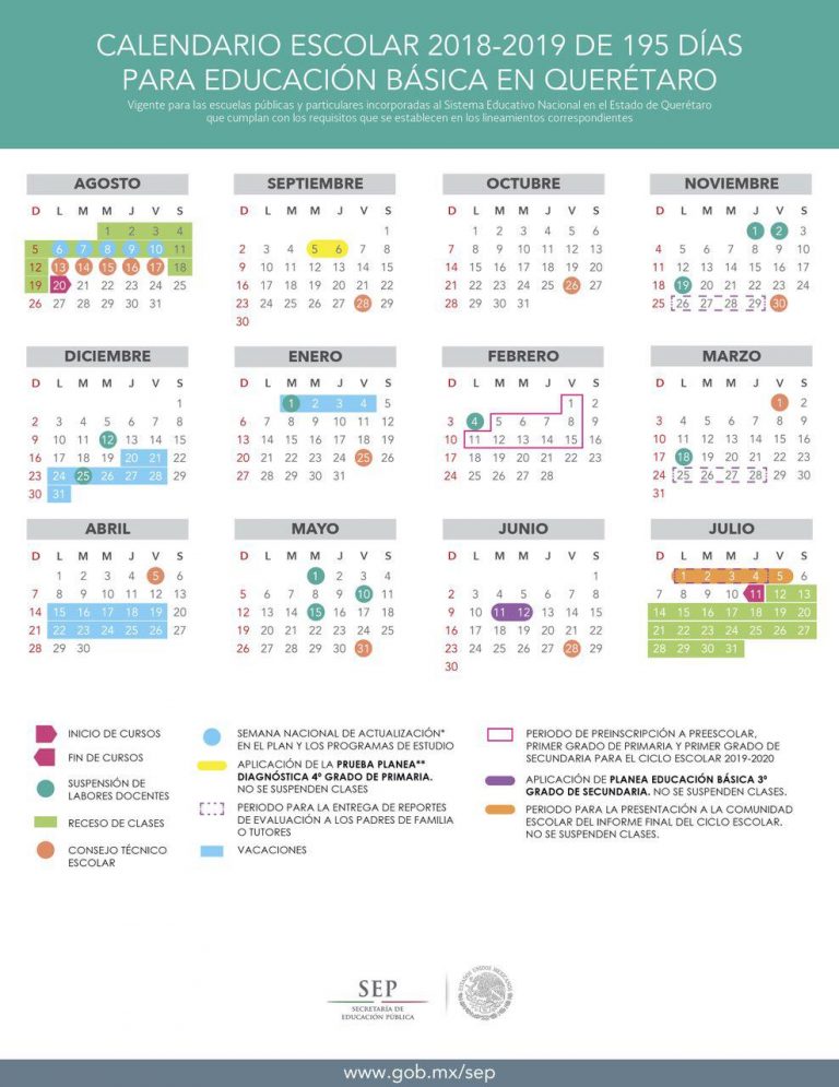 Publica Sep Calendario Para El Ciclo Escolar 2018 2019 Códice Informativo Historias Basadas 6655