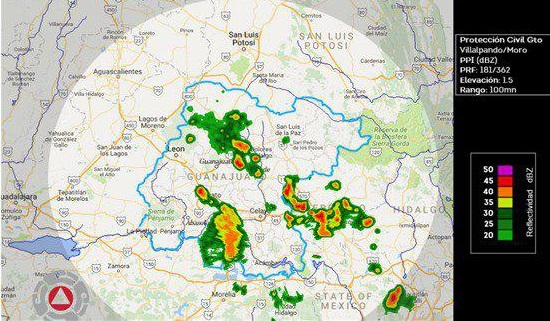  Reporta PC tormenta eléctrica y lluvias fuertes a moderadas en Zona Metropolitana de Querétaro