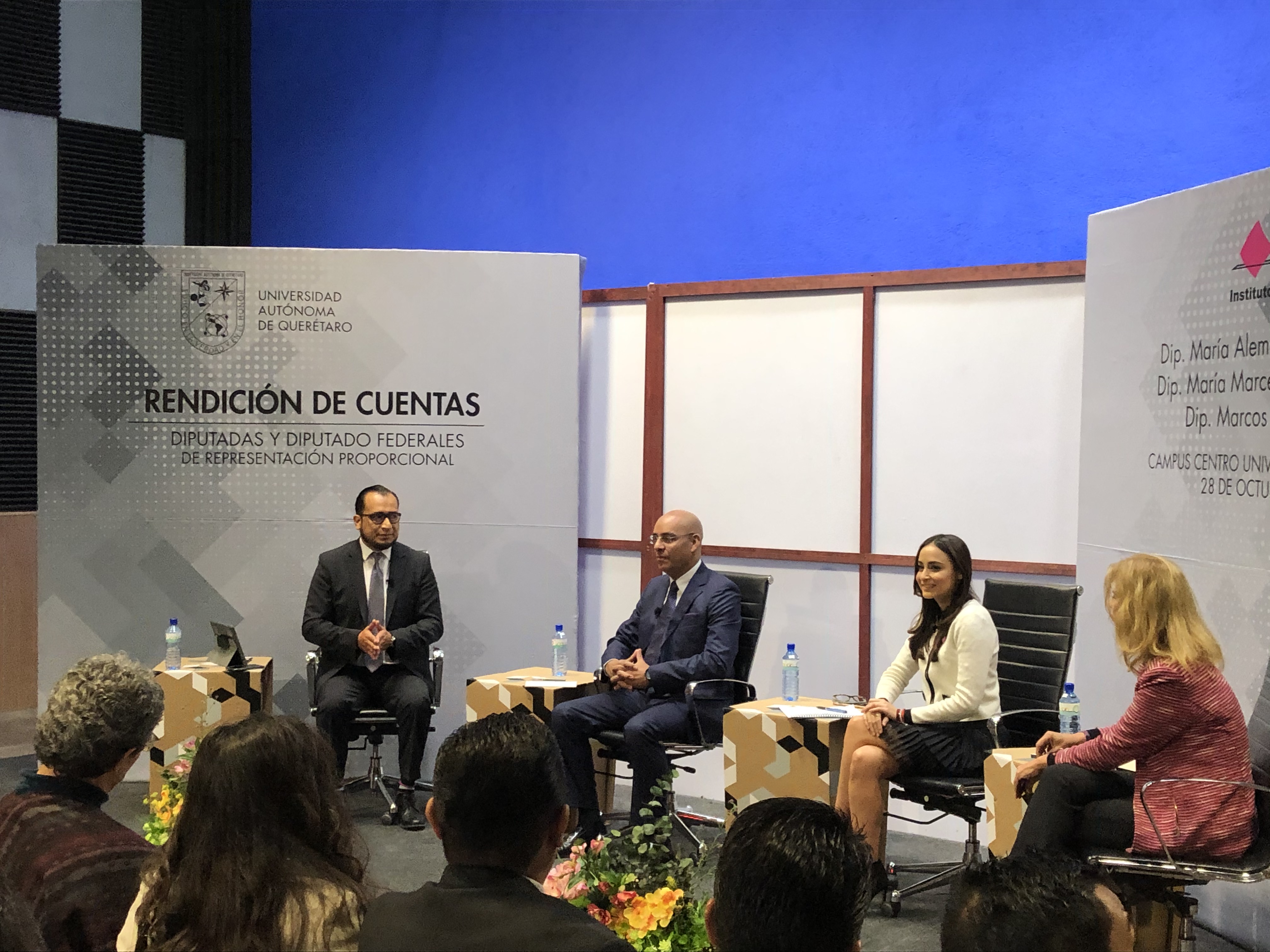  Rinden cuentas Marcos Aguilar, María Alemán y Marcela Torres en la UAQ