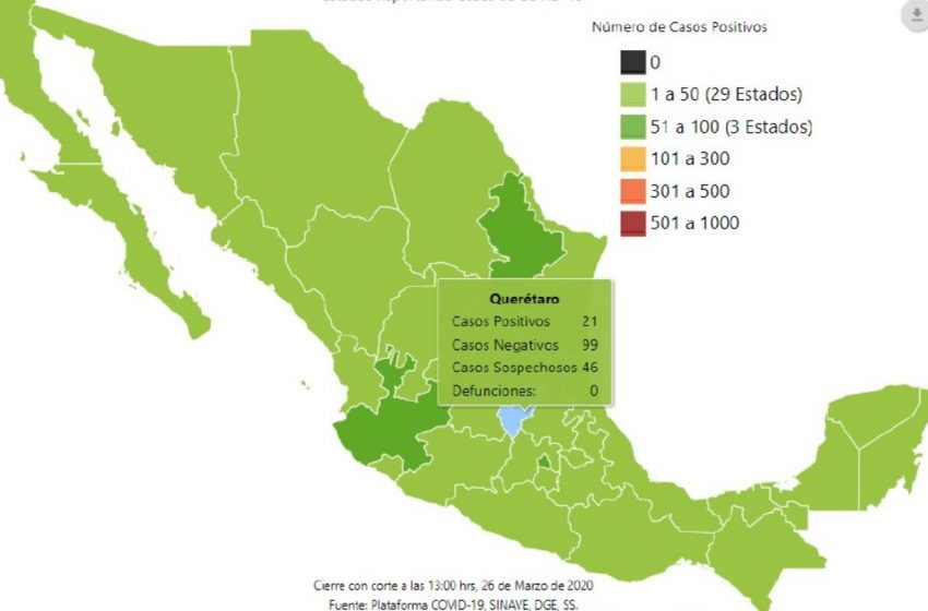  Van 22 casos de COVID en Querétaro