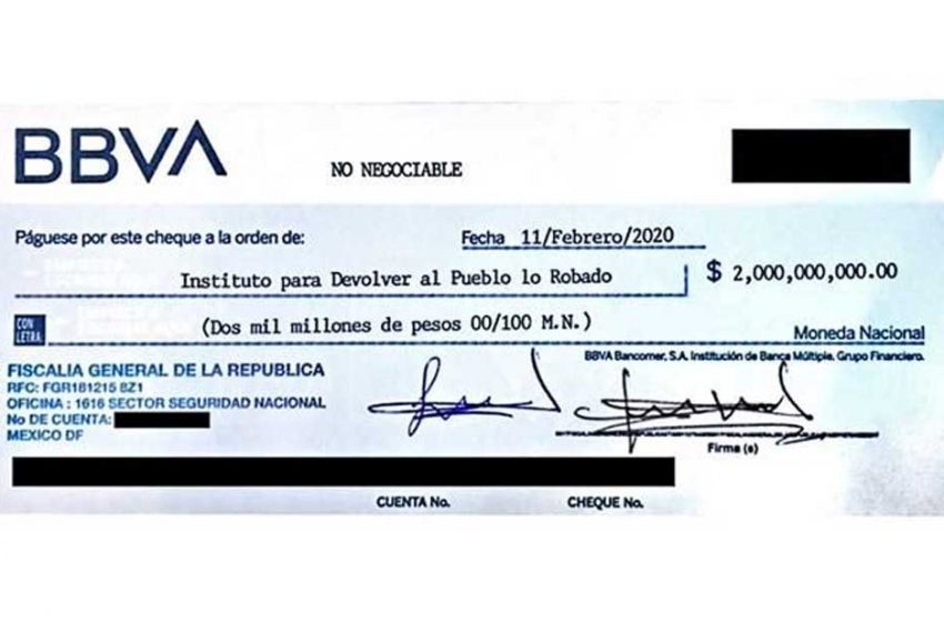  Regresa INDEP a FGR cheque para pagar premios de rifa del avión presidencial