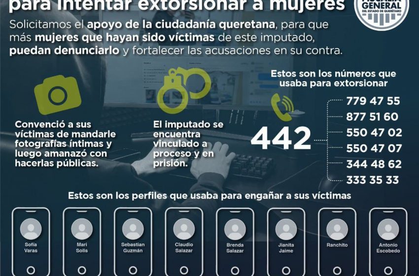  Fiscalía invita a realizar denuncias contra sujeto que extorsionaba a mujeres desde perfiles falsos