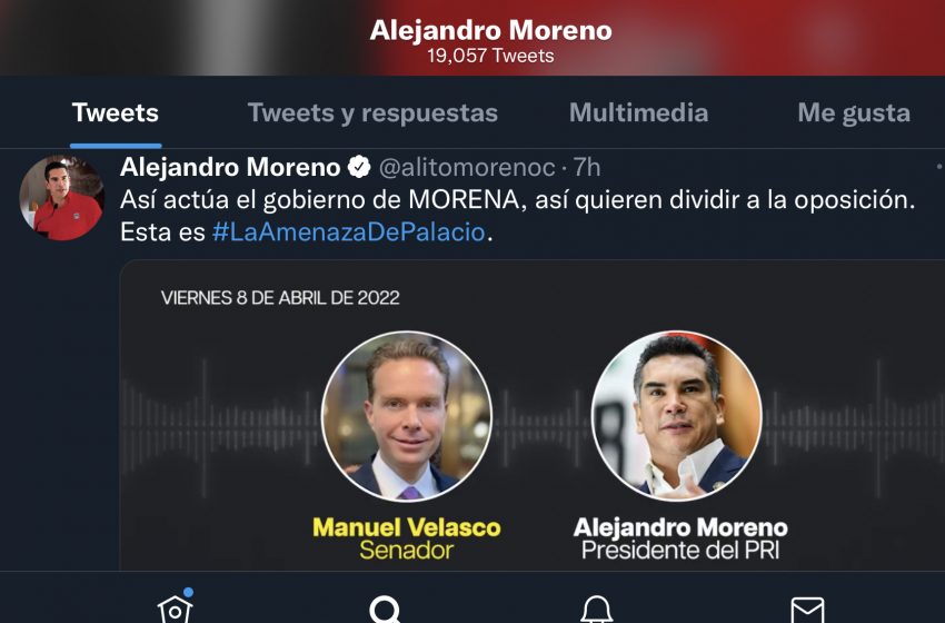  Ahora “Alito” Moreno va contra sus adversarios: exhibe audio en el que recibe amenazas