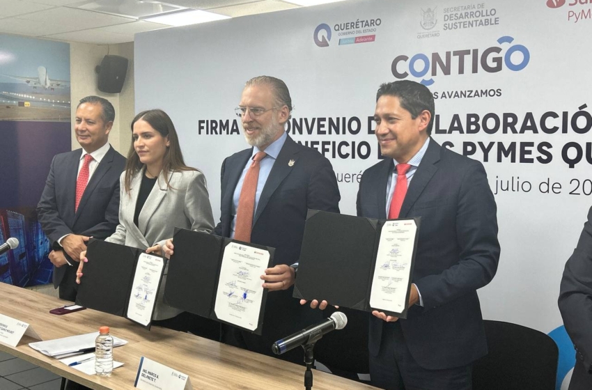  Gobierno de Querétaro y Santander firman convenio de apoyo a PyMes