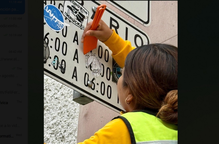  ¿Pegas stickers en señalética? Pues Querétaro ya los está quitando en el Centro Histórico