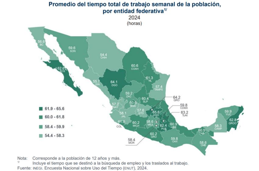  Querétaro es el segundo estado con mayor tiempo de trabajo semanal en México