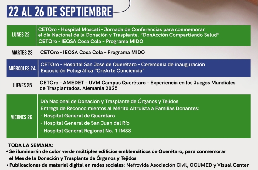  Querétaro impulsa la cultura de donación de órganos y tejidos