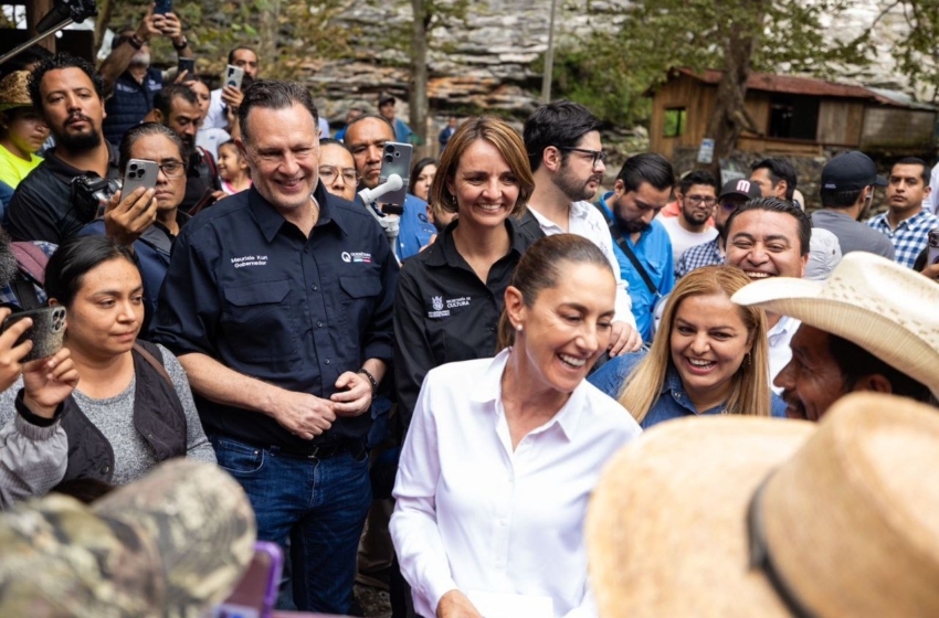  Visita Claudia Sheinbaum zonas afectadas por lluvias en la Sierra Gorda queretana