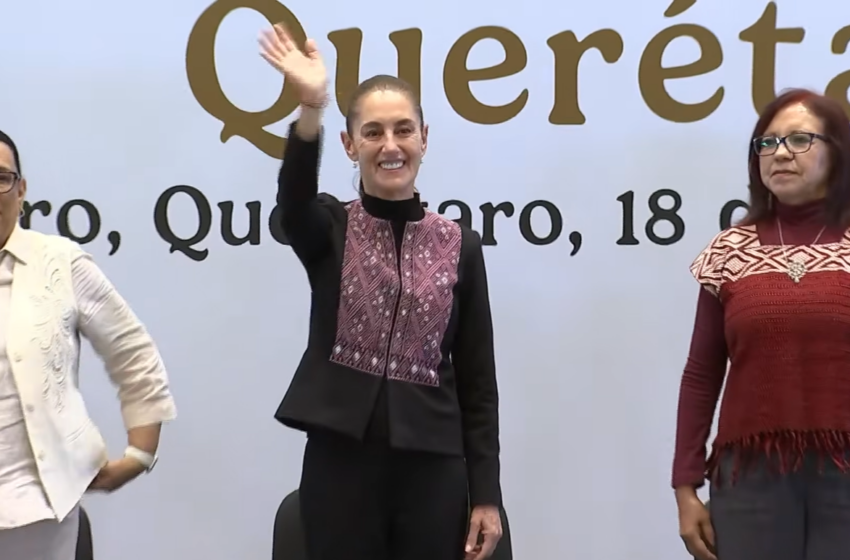  Sheinbaum destaca apoyos sociales y avance del Tren México-Querétaro durante visita a Querétaro
